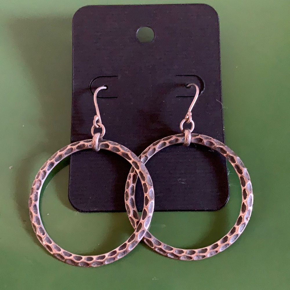 Antiqued Silver Hammered Earrings